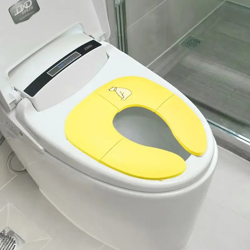 Folding Toilet Seat &ndash; Non Slip Portable Travel Companion Yellow