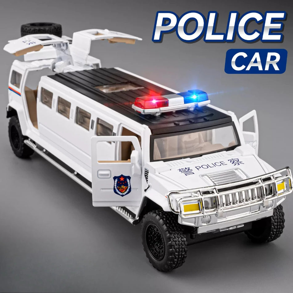 1:32 Diecast Policijski Avto Model z Odprtimi Vrati, Zlitinasto Telo, Gume