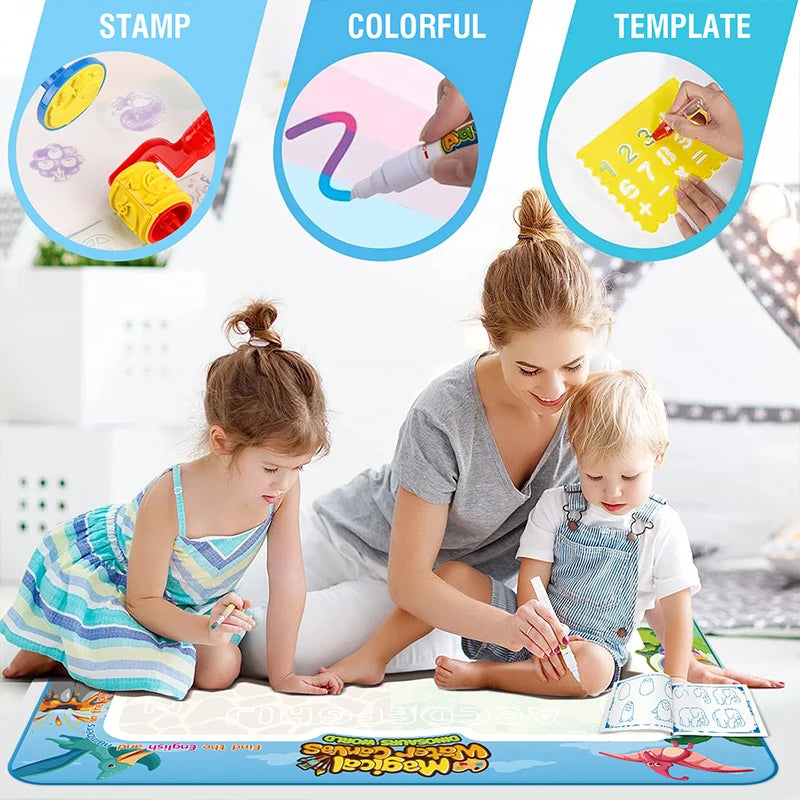 100x80CM Magic Water Drawing Mat with Reusable Magic Pens Doodle Montessori Painting Board Educational Toys Kids Gifts 39X31in