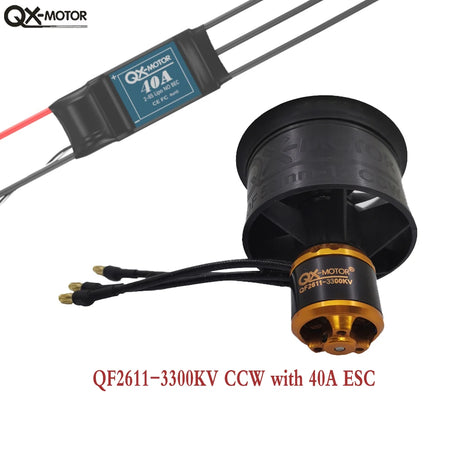 QX-MOTOR 50mm EDF QF2611 12 Blades Ducted Fan &ndash; Low Noise 3300kv CCW 40A ESC