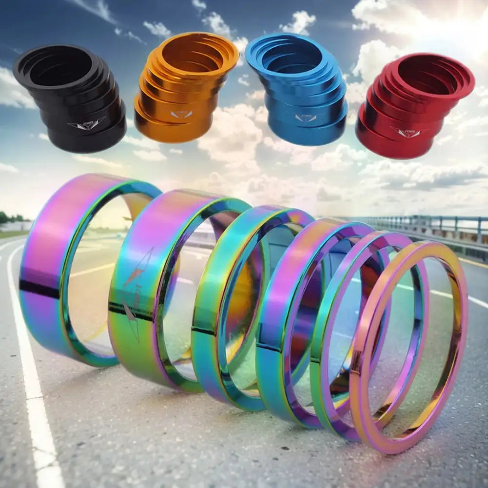 Bike Headset Spacer Kit 6 Pcs 2 5 10mm Aluminum Alloy