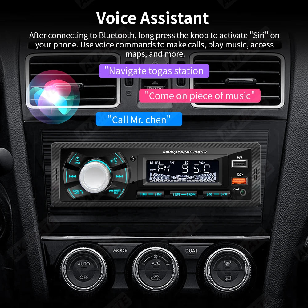 1 Din Car Radio Bluetooth FM EQ &ndash; Colorful Light Display