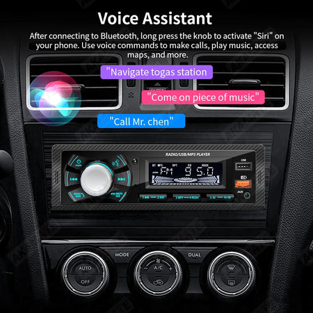 AKAMATE 1 Din Car Radio MP3 Player - Bluetooth Aux Charging