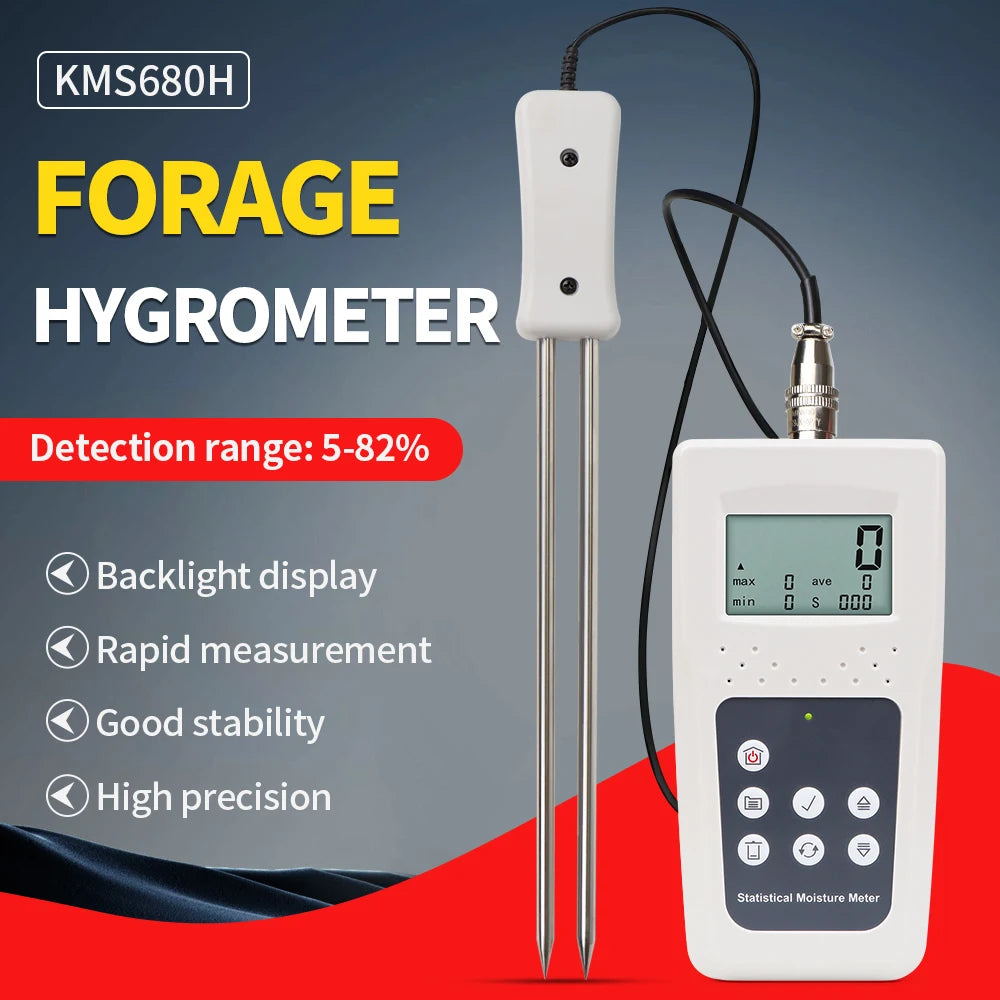 KMS680H Portable Hay Moisture Meter - HD LCD Screen