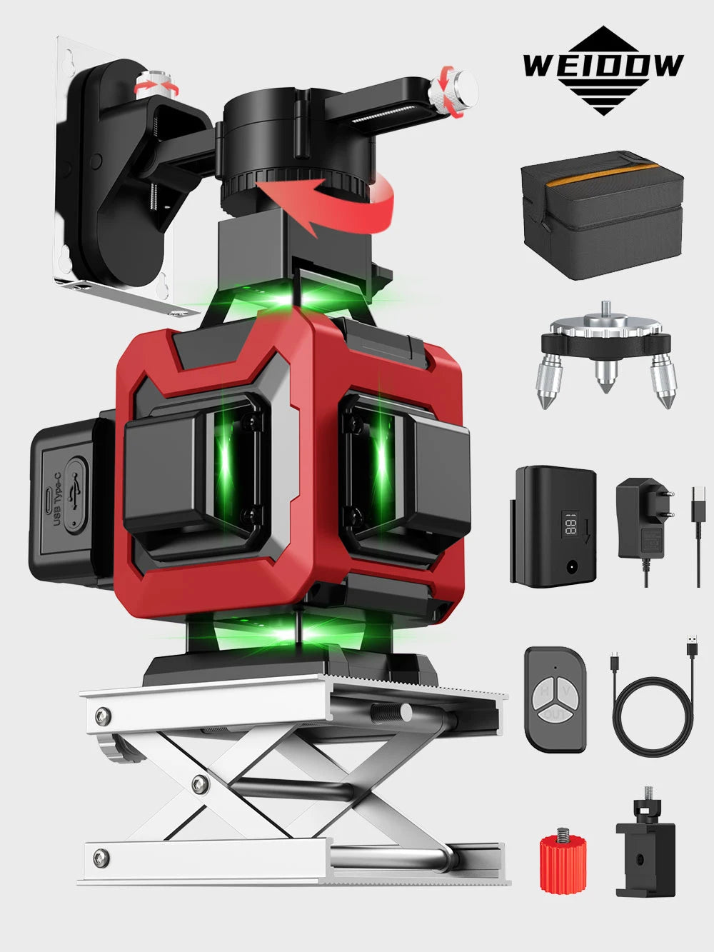WEIDDW Professional 16-Line 360&deg; Green Beam Laser Level