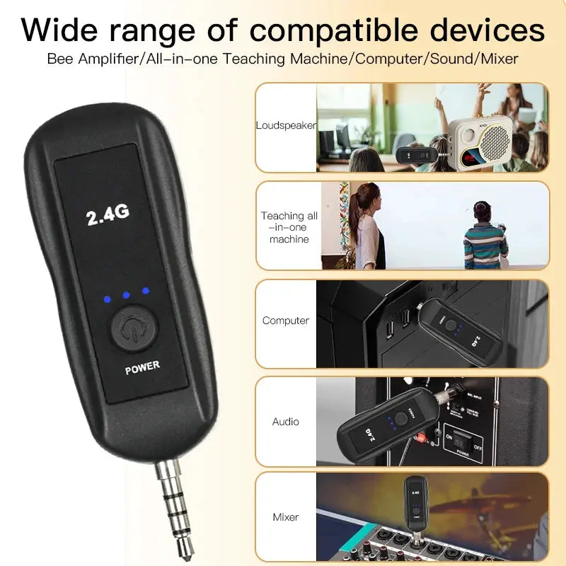 2.4G Head-mounted Wireless Lavalier Microphone Set Transmitter with Receiver for Amplifier Voice Speaker Teaching Tour Guide by InterCyprus Trading Ltd
