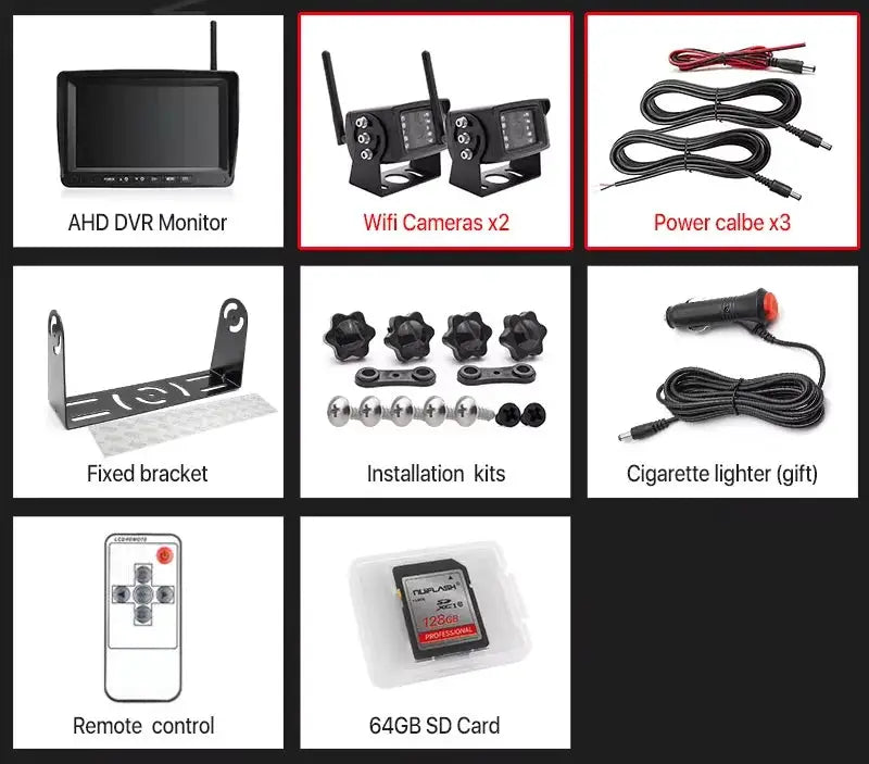 7 Inch AHD DVR Monitor Wireless Backup Camera With Night Vision For Trucks by InterCyprus Trading Ltd