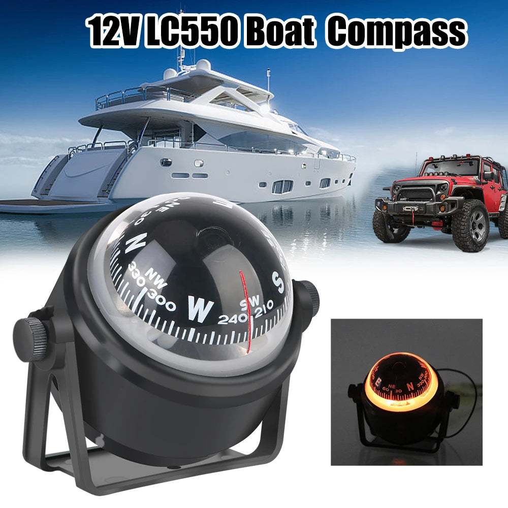 LC550 12V Waterproof Boat Compass &ndash; LED Light Navigation