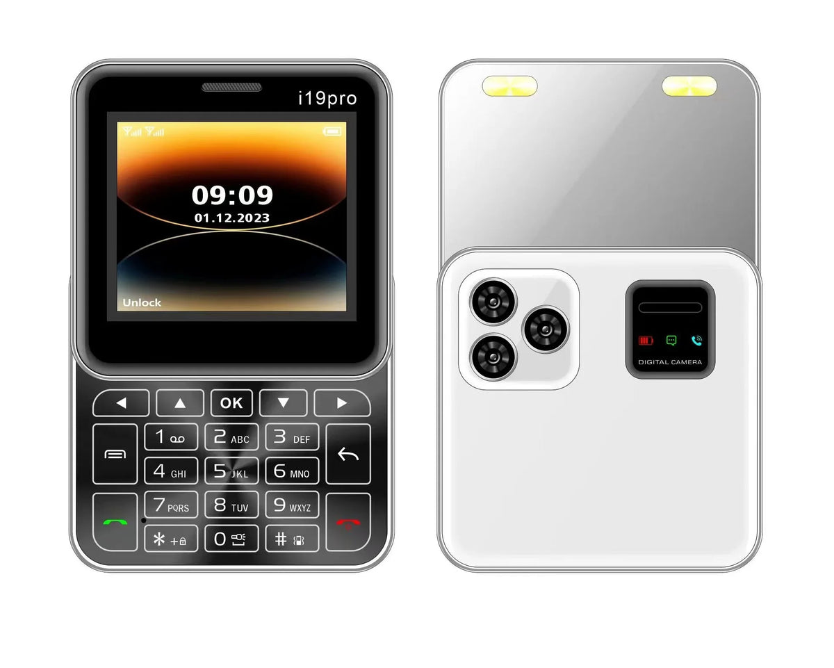 Rotatable Cute Mini Slider Phone &ndash; Two Torch Lights White / Standard