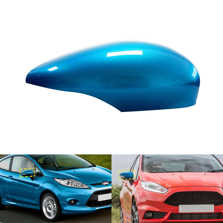 Mirror Cover for Ford Fiesta MK7 Blue Painted ABS Plastic Right Driver Side Direct Replacement