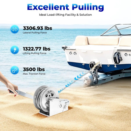 Manual Winch 3500lbs Max Pulling Force &ndash; Durable Steel Build