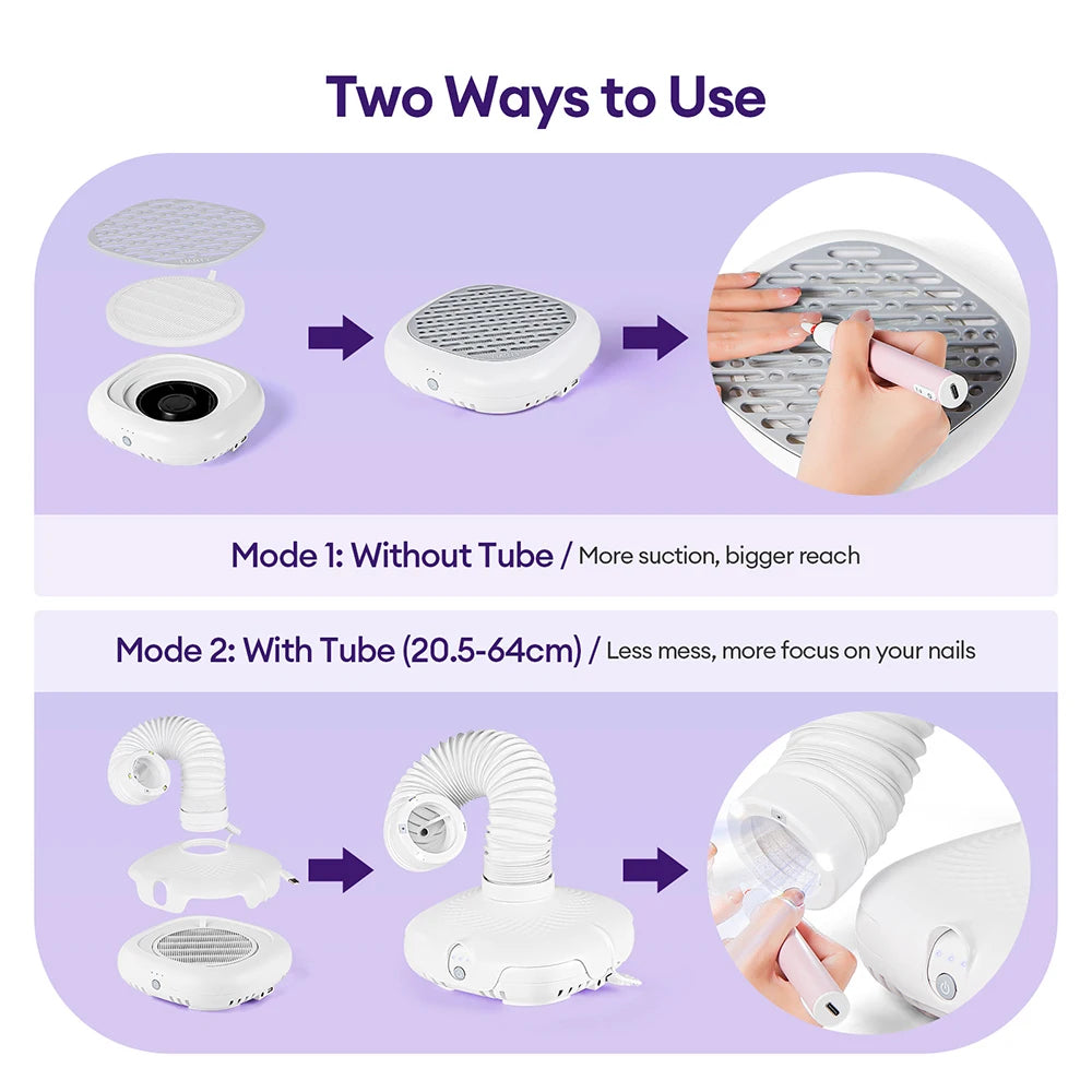 130W Super Suction Nail Dust Extractor &ndash; Powerful Brushless Vacuum Cleaner