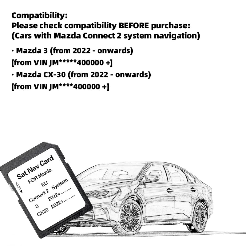 GPS SD Navigation Card for Mazda 3/CX30 2022+ &ndash; Latest Maps