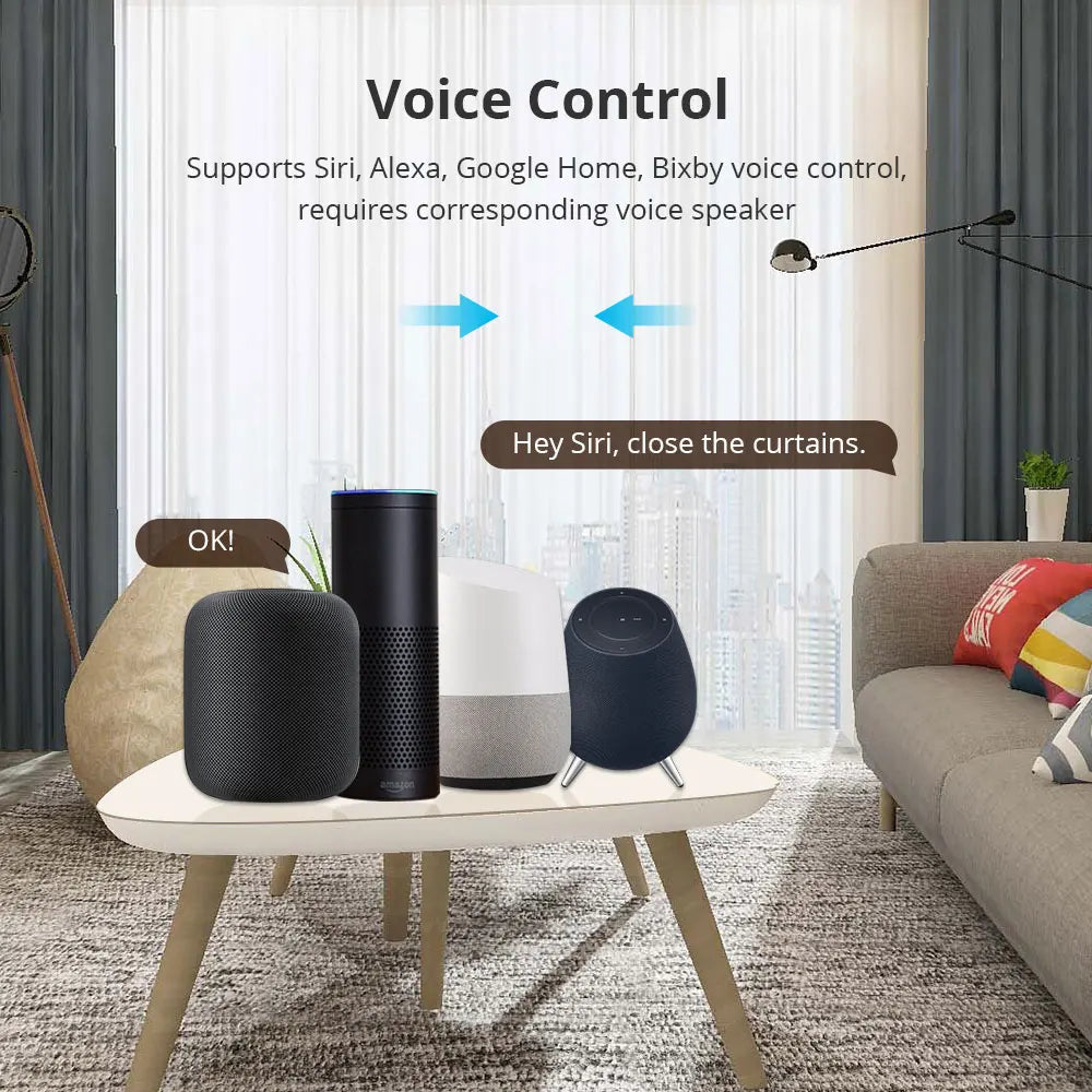 Zemismart Matter WiFi Smart Curtain Motor with Voice Control
