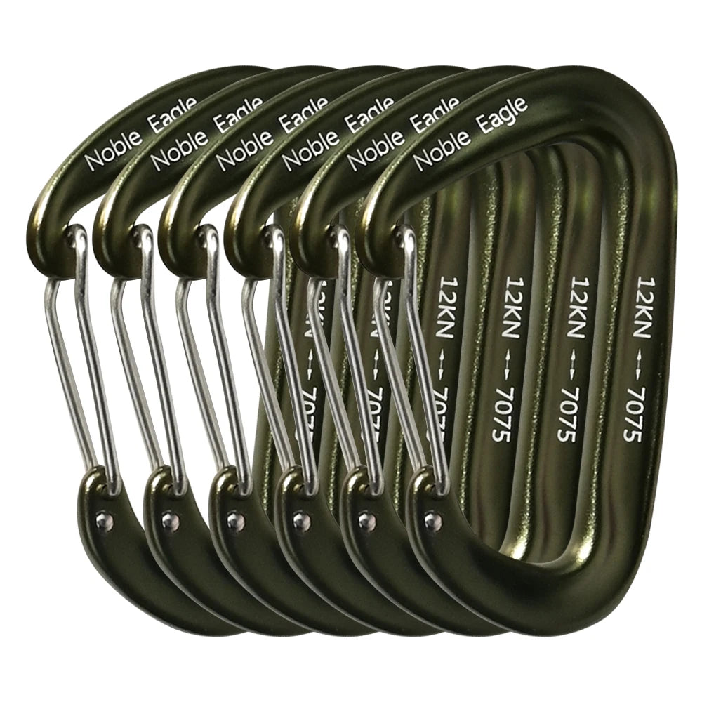 6Pcs 12kN Carabiners Set &ndash; Ultra Lightweight Outdoor Use Noble12KN 6PCS Army