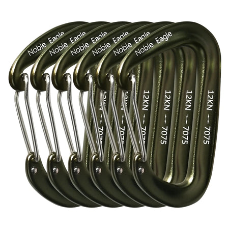 6Pcs 12kN Carabiners Set &ndash; Ultra Lightweight Outdoor Use Noble12KN 6PCS Army