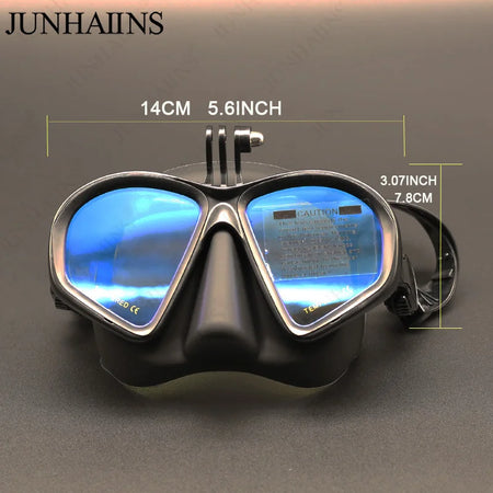 JUNHAIINS Tempered Glass Freediving Mask with Foldable Snorkel &amp; Camera Mount