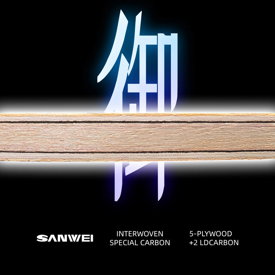 Sanwei Yu Off Plus Lama da Ping Pong in Legno 5 Strati 2 Carbonio