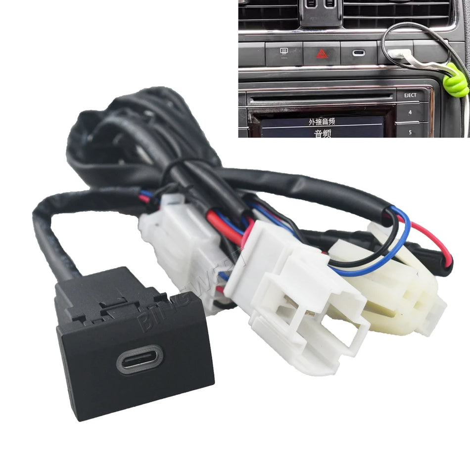Carregador USB para carro com PD Quick Charge QC3.0 para Volkswagen POLO 2011-2013