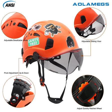 CE Safety Helmet With Goggles &ndash; Includes 50 Pcs Stickers