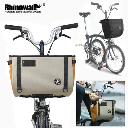Rhinowalk Bike Handlebar Bag For Brompton Folding Bike Pet Carrier Bag Cycling Front Basket Bag With Hidden Support Frame by InterCyprus Trading Ltd