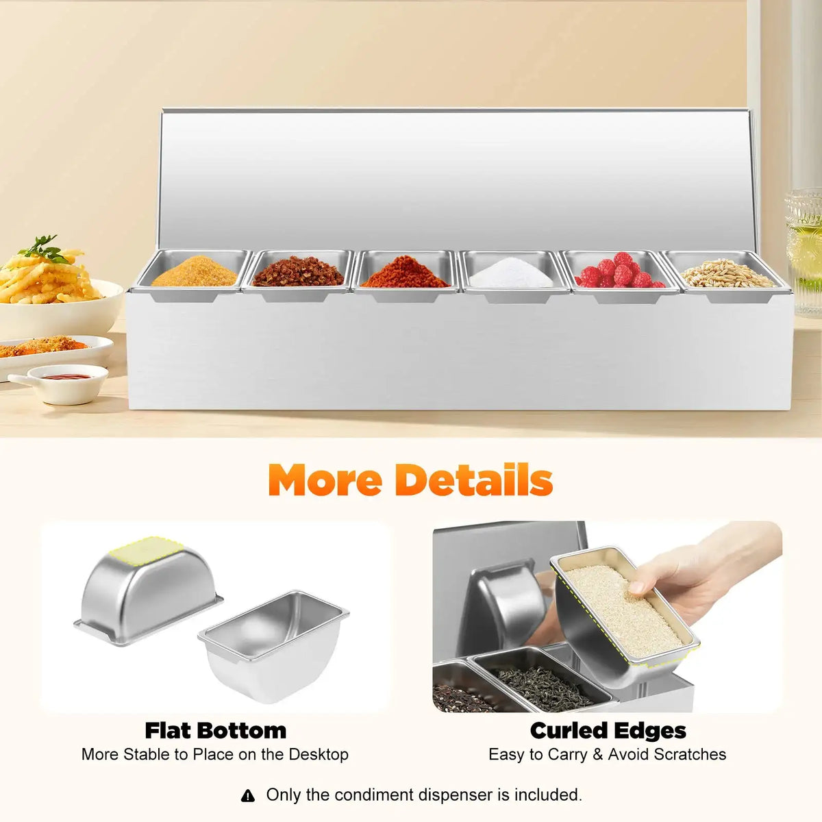 Stainless Steel Condiment Organizer &ndash; Sealed Lid Keeps Fresh