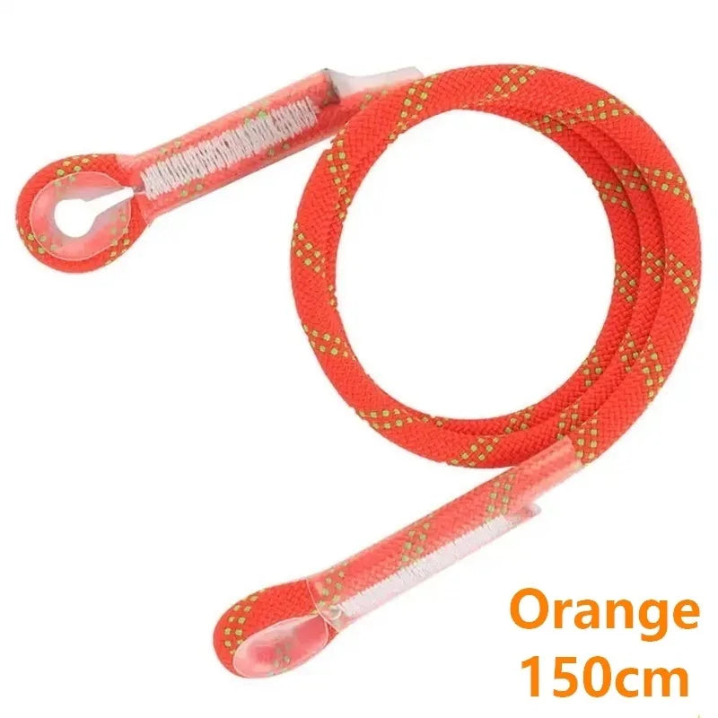 Outdoor Rock Climbing Lanyard 10.5mm Static Rope 20kN Protective Eye-to-eye Pre-Sewn Cord Loop Sling Mountaineering Equipment Orange-150cm