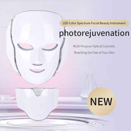 7 Colors LED Light Facial Mask &ndash; Neck Therapy And Firming UK plug