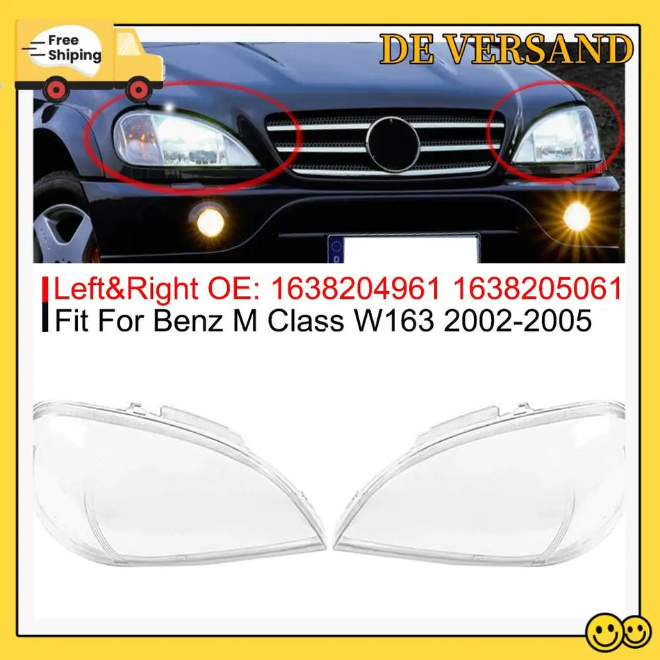 Kryt predného svetlometu, priehľadný, priamy náhradný diel pre Mercedes W163 2002 až 2005