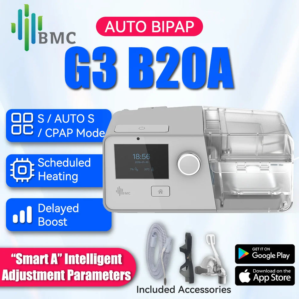 Μηχανή BMC G3 Bipap με Θερμαινόμενο Σωλήνα και Μάσκα για Υπνική Άπνοια