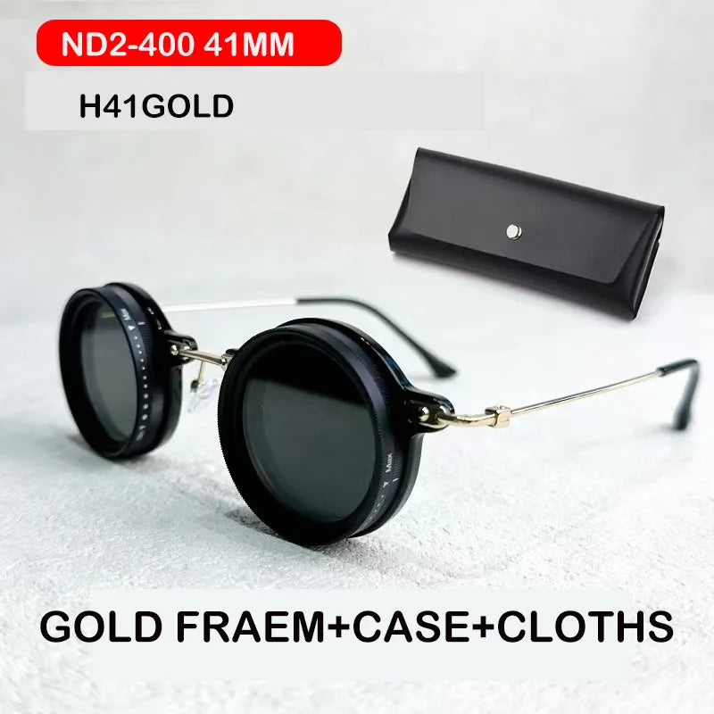 ND9 Retro Punk Sunglasses &ndash; Polarized UV Protection H41 GOLD 41MM / CHINA