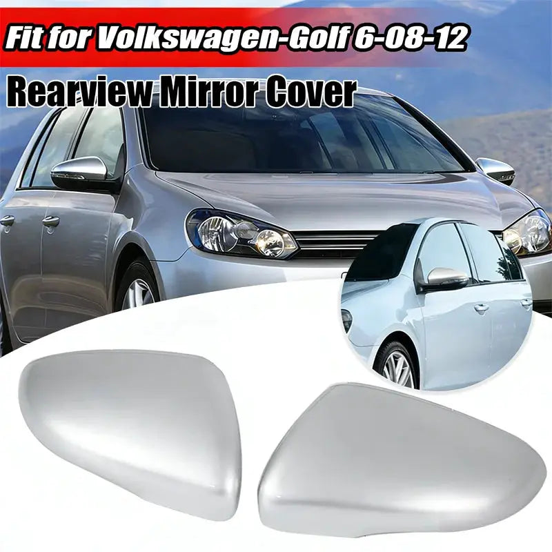 Silver Rearview Mirror Covers for VW Golf MK6 GTI Touran 2008-2012 by InterCyprus Trading Ltd