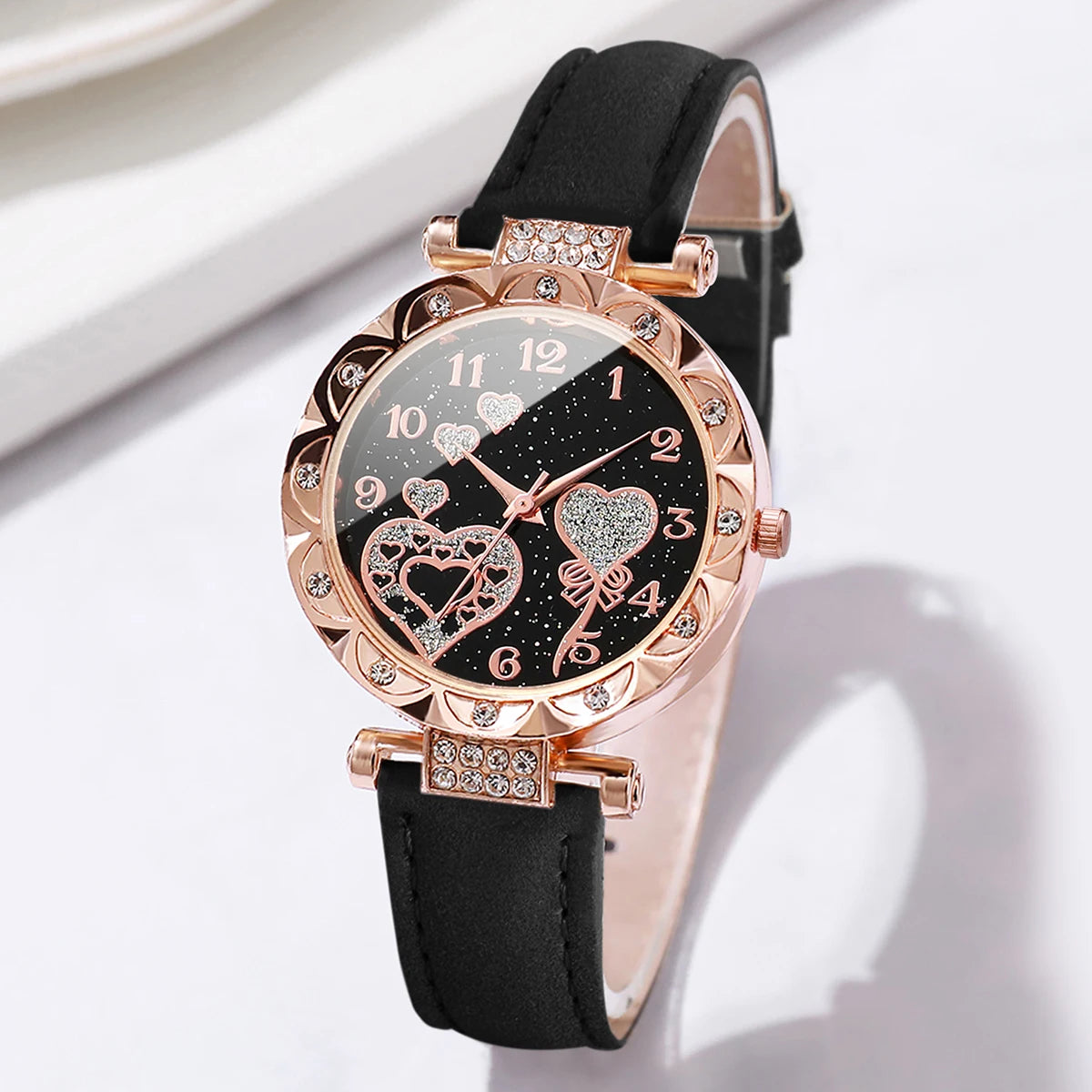4PCS Women's Fashion Rhinestone Quartz Watch and Bracelet Set
