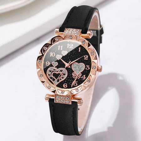 4PCS Women's Fashion Rhinestone Quartz Watch and Bracelet Set