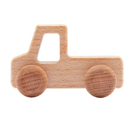 Beech Wooden Dinosaur Cartoon Car Teether Montessori Toys Truck