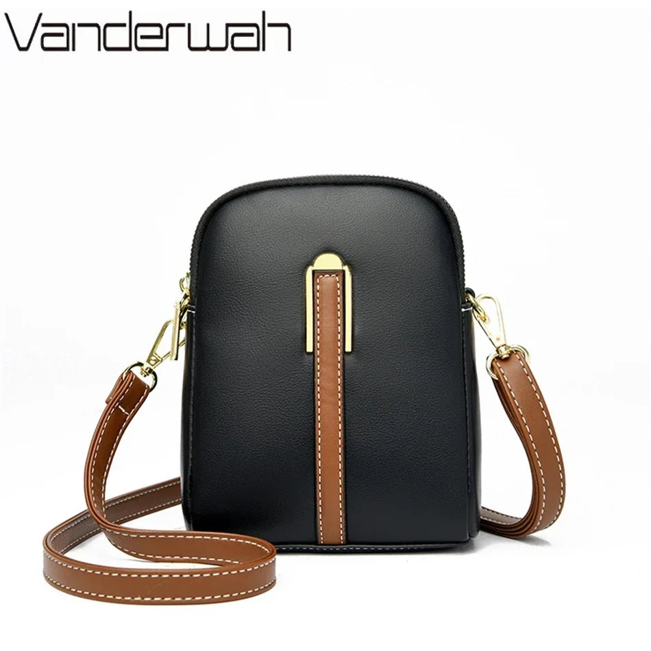 PU kožená taška na mobil pro ženy, luxusní měkká taška přes rameno, designová kabelka