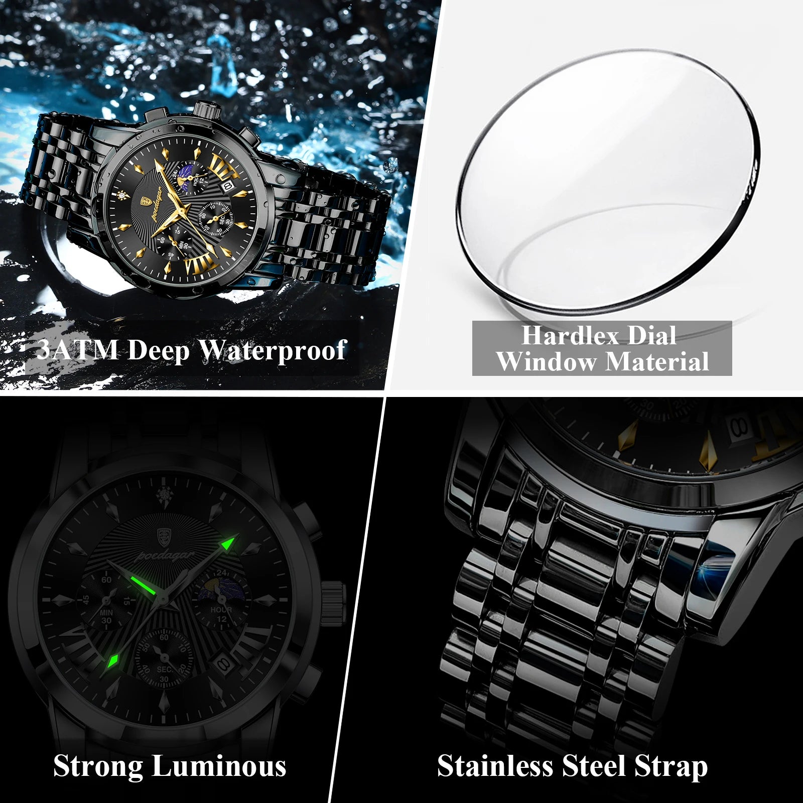POEDAGAR Original Fashion Men Watch &ndash;Waterproof Chronograph