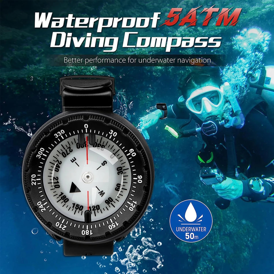 Professional Digital Diving Compass - 50m Waterproof &amp; Luminous