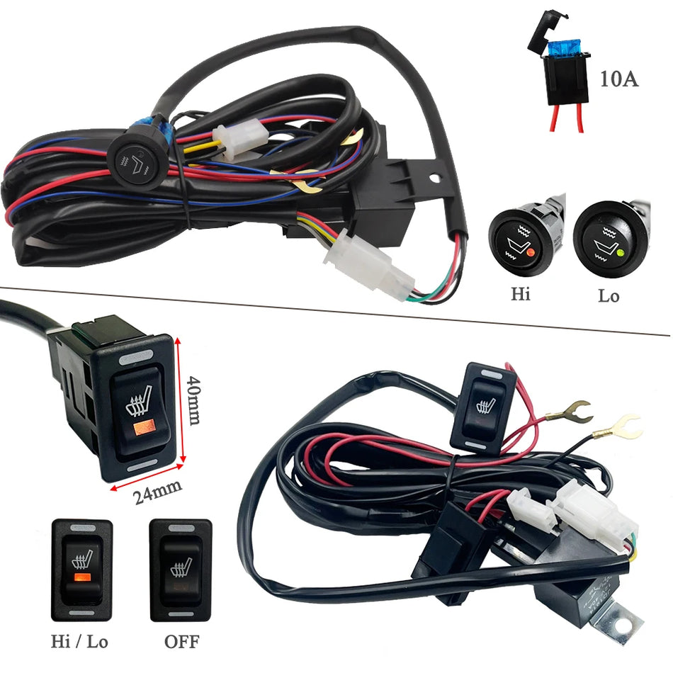 Комплект за отопление на автомобилни седалки за 2 седалки, 12V 100W с отоплителна подложка от сплав