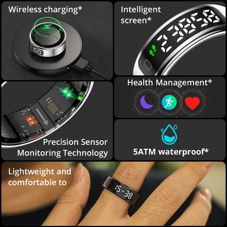 2025 COLMI R12 Smart Ring with Display, Touch &amp; Wireless Charging