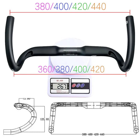 BALUGOE Full Internal Wiring Road Bike Handle Bar Full Carbon Road Bicycle Handlebar Professional Competition Carbon Fiber Bar by InterCyprus Trading Ltd