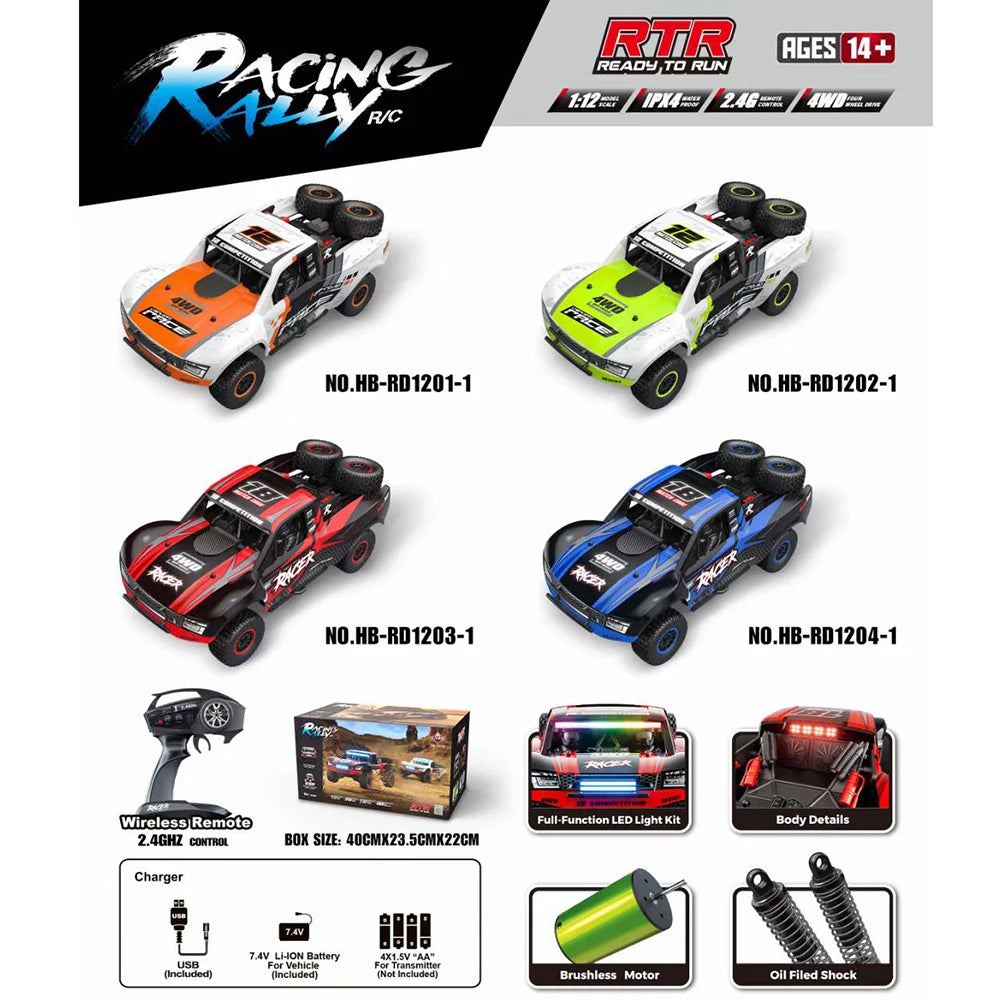 HB RC Car R1201 &ndash; Brushless 4WD High Speed 1/12 Scale