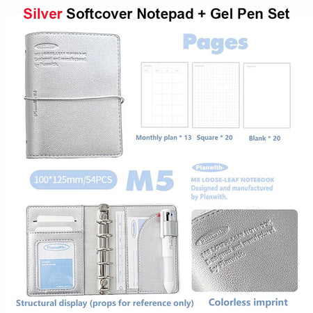Planwith M5 Binder Notebook Set with Versatile Gel Pens and Flipchart Notepad SR Notebook Pen Set