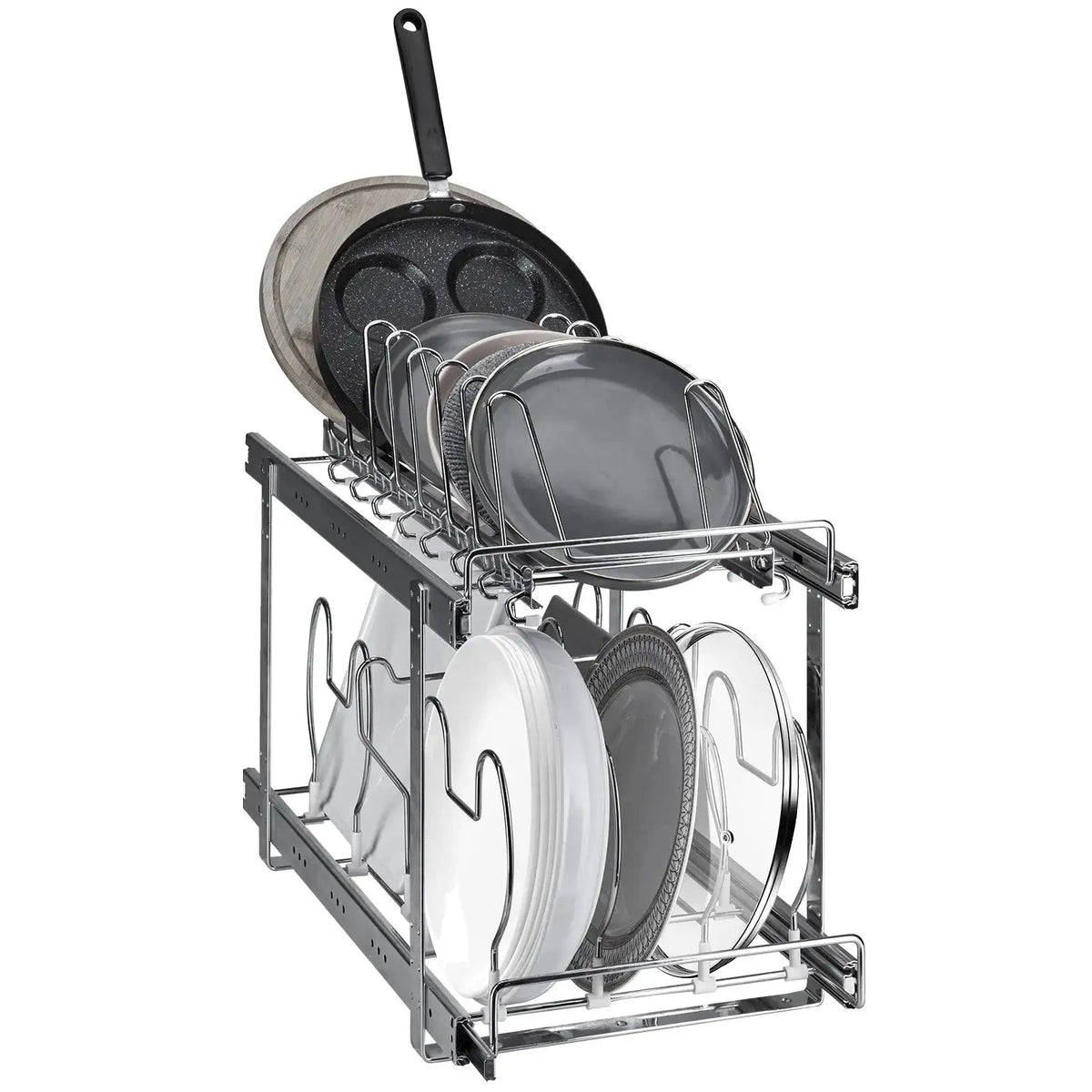 2 Tier Expandable Pull Out Pan And Pot Rack Under Cabinet