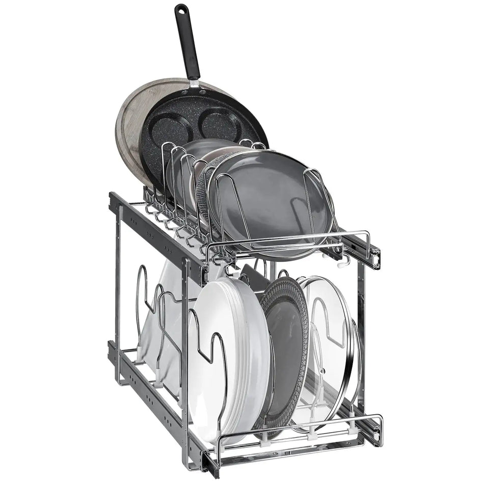 2 Tier Expandable Pull Out Pan And Pot Rack Under Cabinet