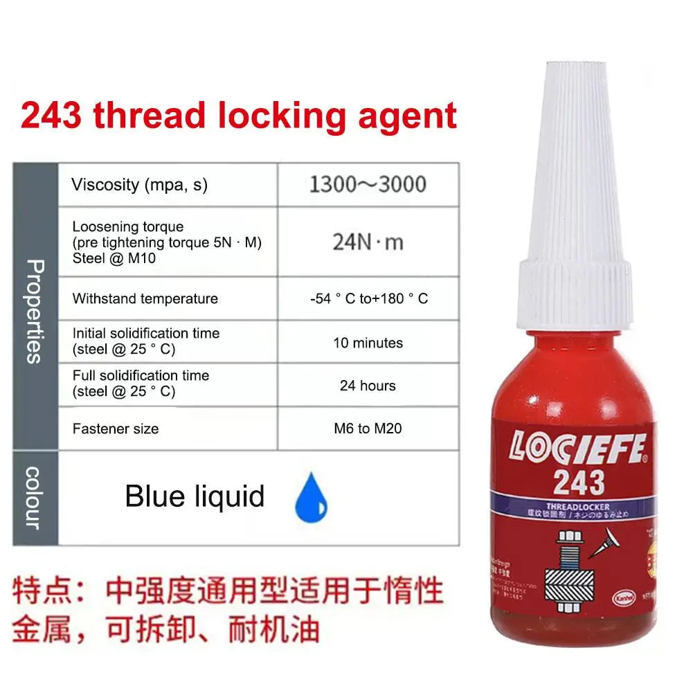 KITPIPI Threadlocker 243 &ndash; Medium Strength Adhesive for Secure Metal Threads