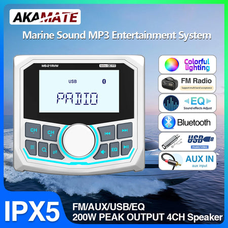 MS-21RV Boat Radio MP3 Player &ndash; Waterproof Bluetooth