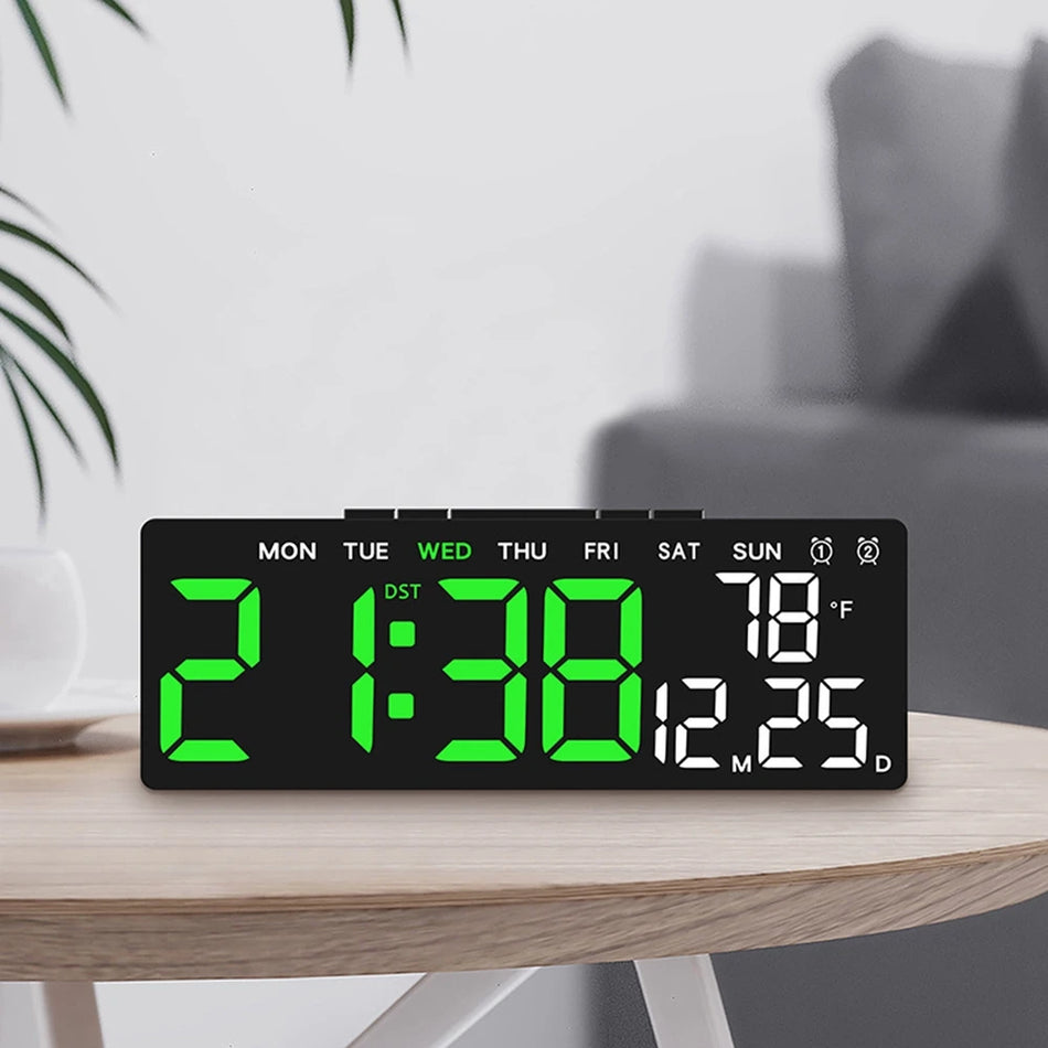 LENNIK Digital LED Alarm Clock with Temperature, Date, and Adjustable Brightness