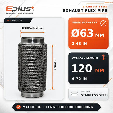 Universal Automotive Chain Link Mesh Exhaust Hose Stainless Steel Braided Flexible Bellows for Car Exhaust System Replacement by InterCyprus Trading Ltd