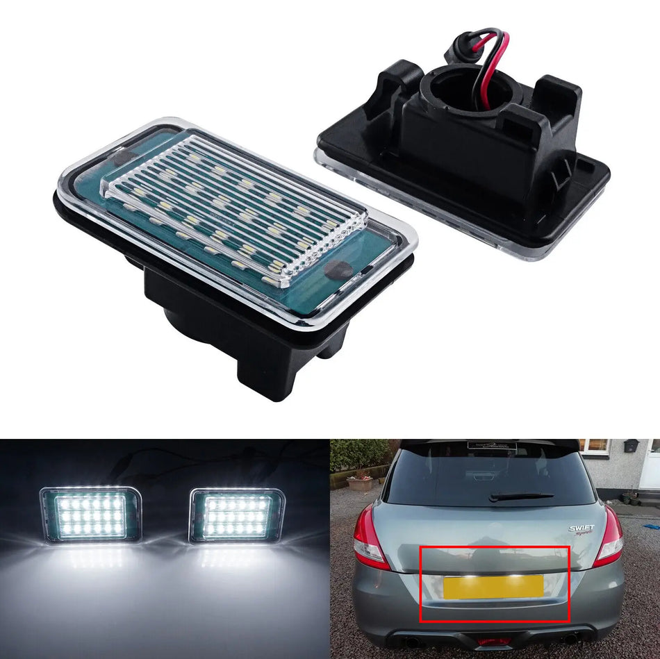 License Plate Lights Set for Suzuki Swift MK3 2013-2016 White LED Canbus 6000K Plug and Play